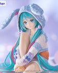 Hatsune Miku Noodle Stopper PVC Statue Hatsune Miku Rabbit Ear Hood Pajama Blue Color Ver. 14 cm