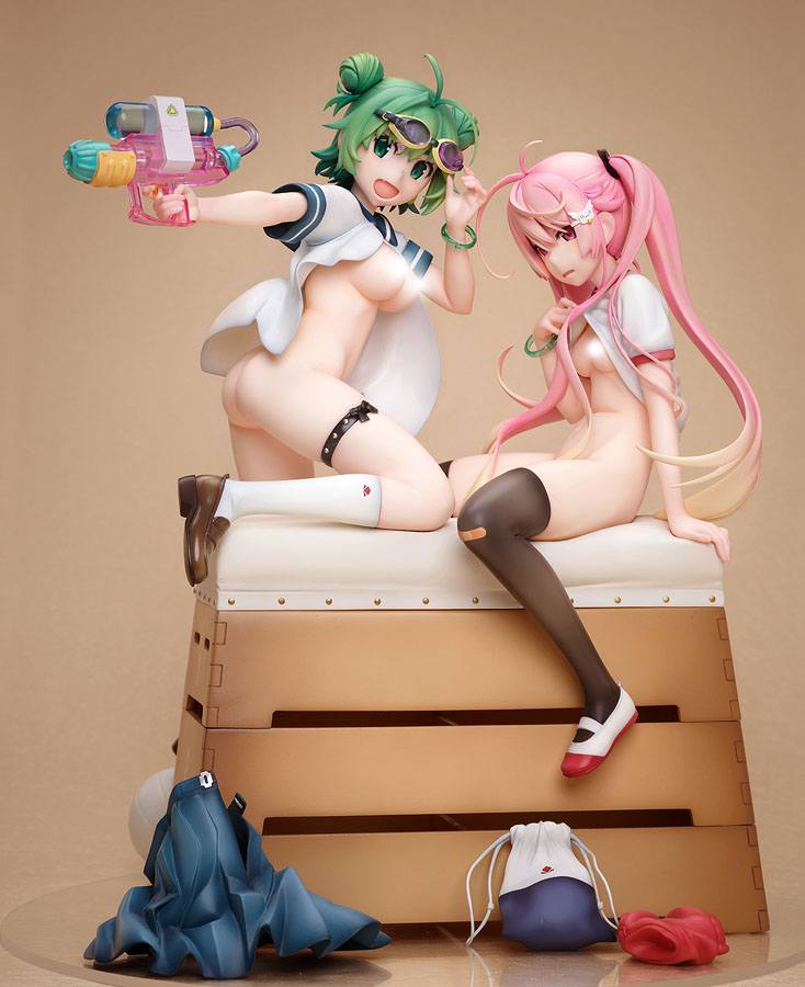 Poyoyon Rock Artwork Collection PVC Statue 1/5.5 Midori &amp; Pink Sukumizu 28 cm