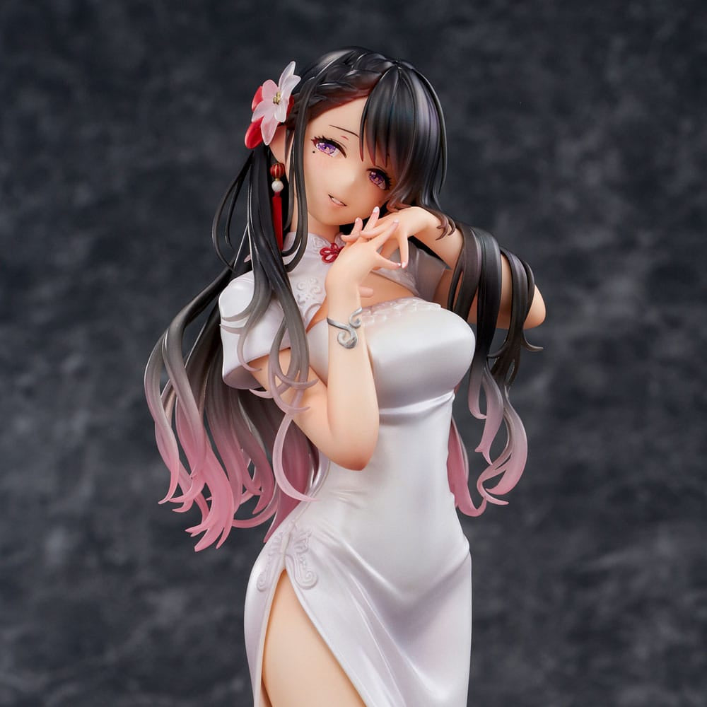 Original Illustration PVC Statue Mai Okuma illustration Healing-type white chinese dress lady 26 cm