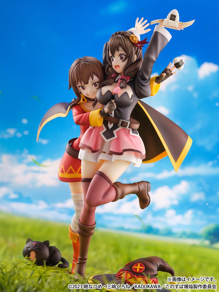 Konosuba: God&#39;s Blessing on This Wonderful World! SHIBUYA SCRAMBLE FIGURE PVC Statue 1/6 Megumin &amp; Yunyun Futari wa Otomodachi Ver. 26 cm