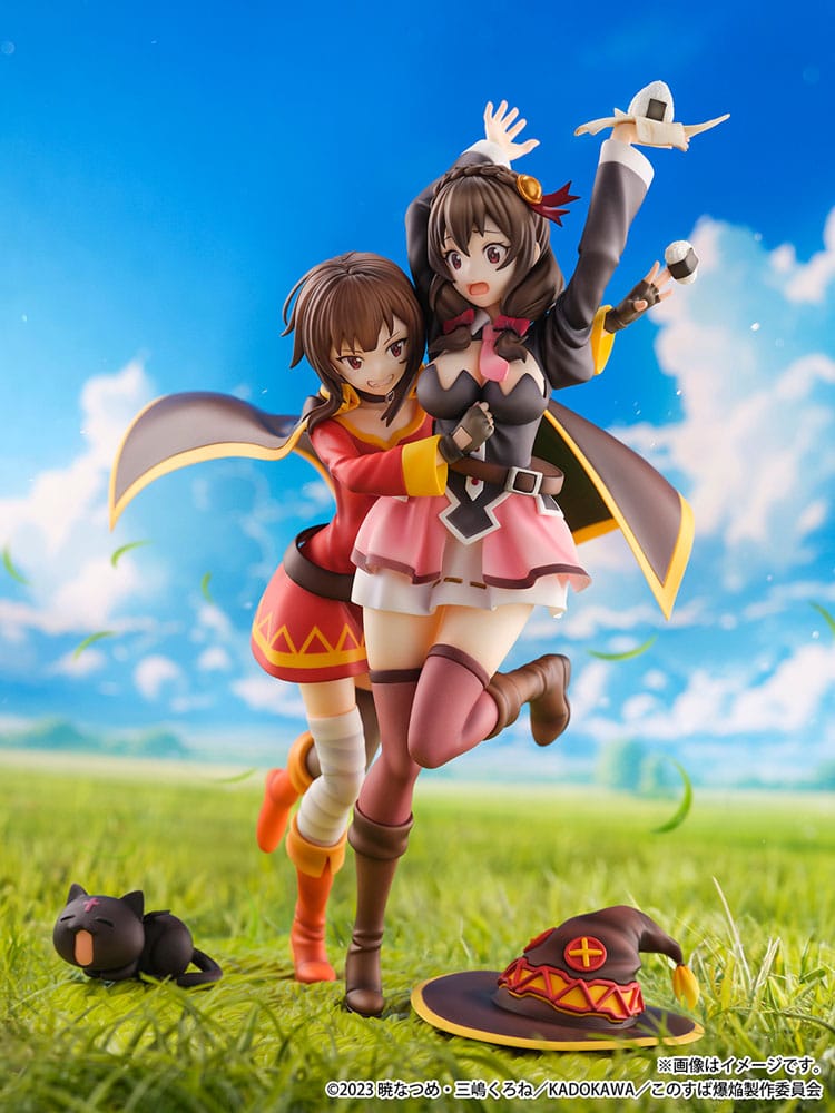 Konosuba: God&#39;s Blessing on This Wonderful World! SHIBUYA SCRAMBLE FIGURE PVC Statue 1/6 Megumin &amp; Yunyun Futari wa Otomodachi Ver. 26 cm