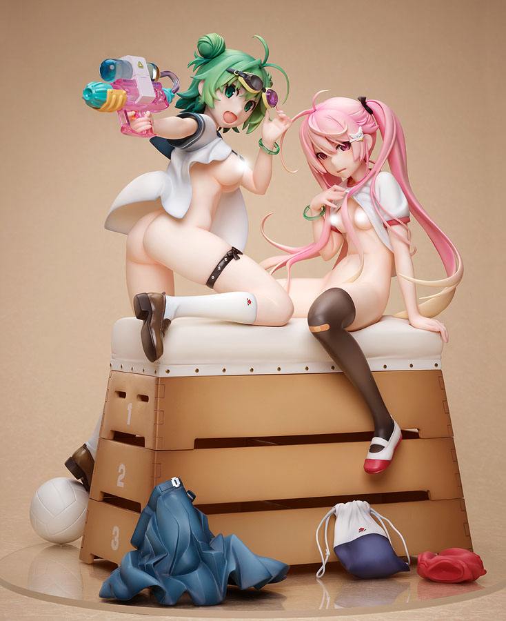 Poyoyon Rock Artwork Collection PVC Statue 1/5.5 Midori &amp; Pink Sukumizu 28 cm