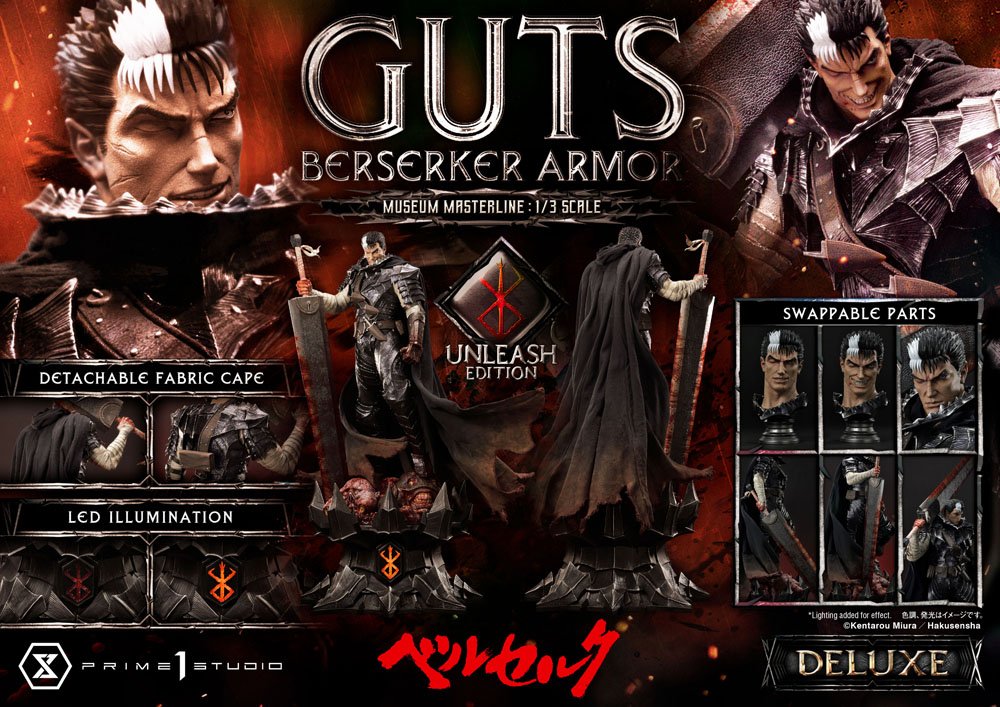 Berserk Museum Masterline Statue 1/3 Guts Berserker Armor Unleash Edition Deluxe Bonus Version 121 cm
