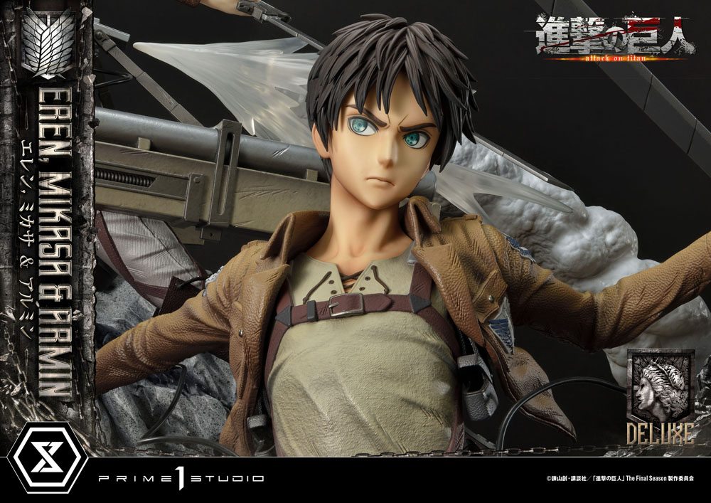 Attack on Titan Ultimate Premium Masterline Statue Eren, Mikasa, &amp; Armin Deluxe Bonus Version 72 cm