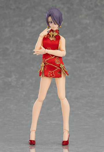 Original Character Figma Action Figure Female Body (Mika) with Mini Skirt Chinese Dress Outfit 13 cm