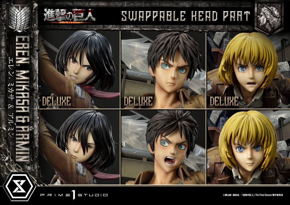 Attack on Titan Ultimate Premium Masterline Statue Eren, Mikasa, &amp; Armin Deluxe Bonus Version 72 cm