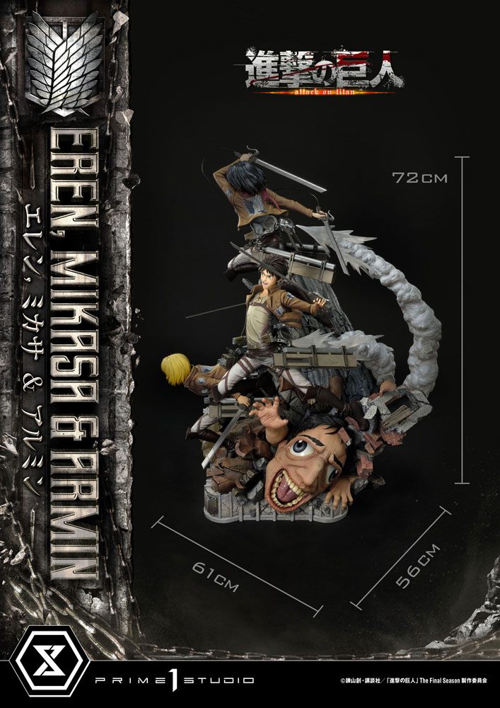 Attack on Titan Ultimate Premium Masterline Statue Eren, Mikasa, &amp; Armin 72 cm