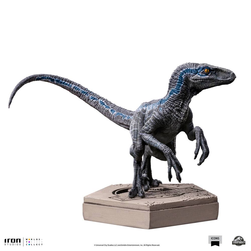Jurassic World Icons Statue Velociraptor B Blue 7 cm