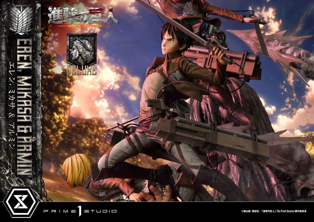 Attack on Titan Ultimate Premium Masterline Statue Eren, Mikasa, &amp; Armin Deluxe Bonus Version 72 cm