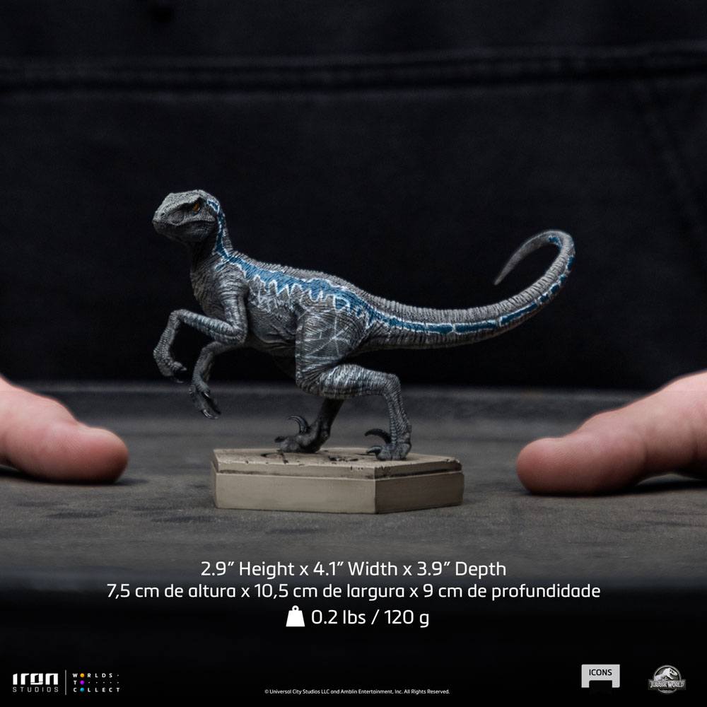 Jurassic World Icons Statue Velociraptor B Blue 7 cm