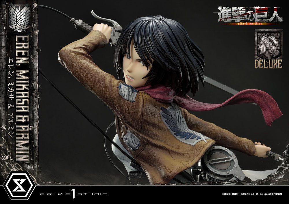 Attack on Titan Ultimate Premium Masterline Statue Eren, Mikasa, &amp; Armin Deluxe Bonus Version 72 cm