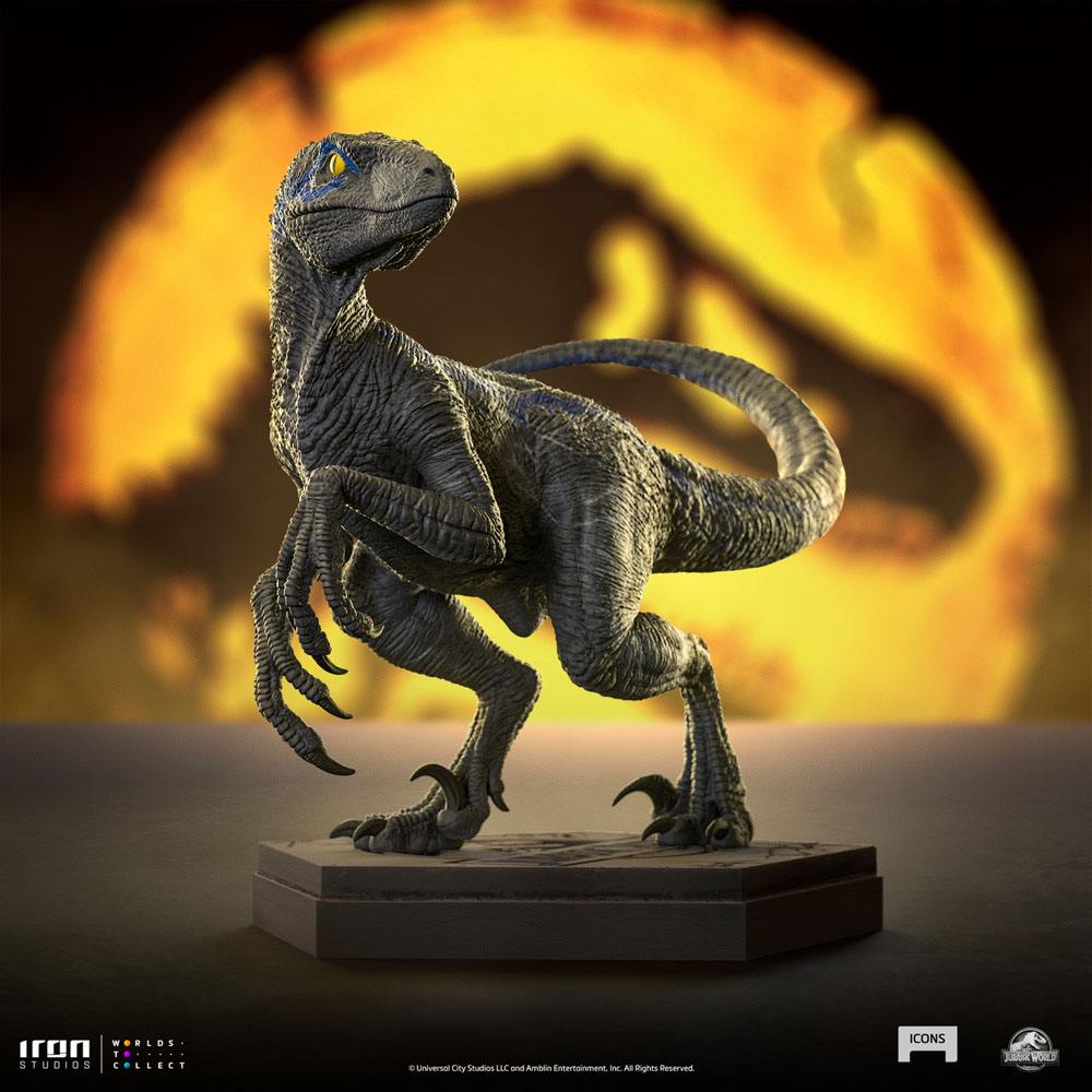 Jurassic World Icons Statue Velociraptor B Blue 7 cm