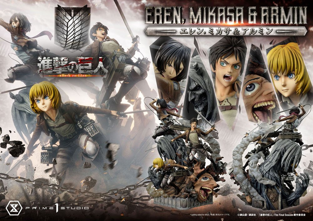 Attack on Titan Ultimate Premium Masterline Statue Eren, Mikasa, &amp; Armin 72 cm