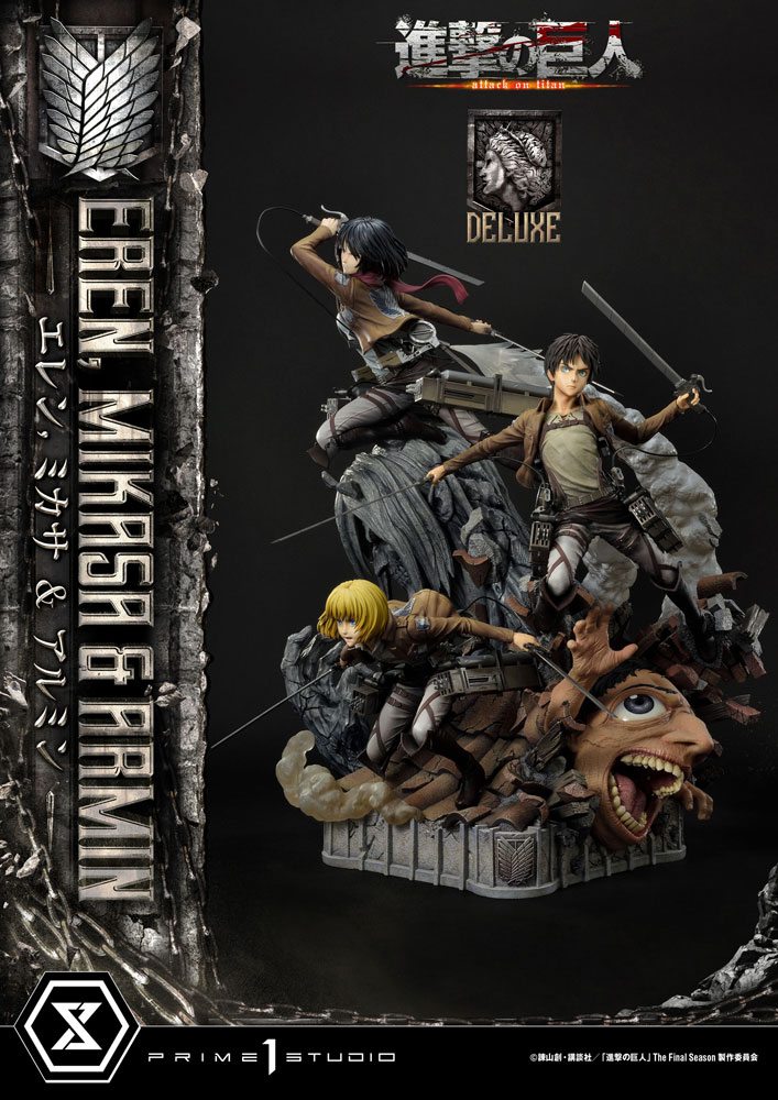 Attack on Titan Ultimate Premium Masterline Statue Eren, Mikasa, &amp; Armin Deluxe Bonus Version 72 cm