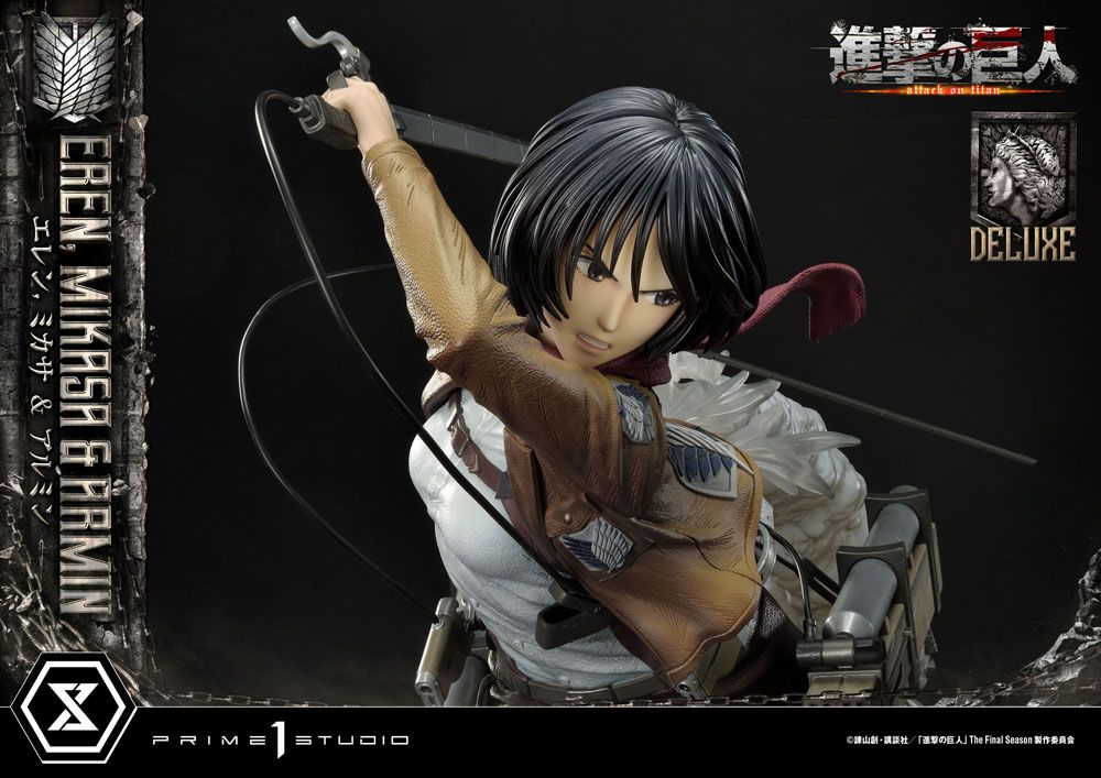 Attack on Titan Ultimate Premium Masterline Statue Eren, Mikasa, &amp; Armin Deluxe Bonus Version 72 cm