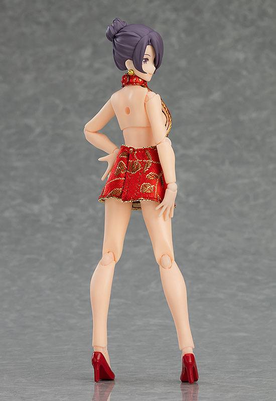 Original Character Figma Action Figure Female Body (Mika) with Mini Skirt Chinese Dress Outfit 13 cm