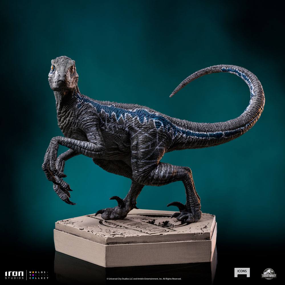 Jurassic World Icons Statue Velociraptor B Blue 7 cm