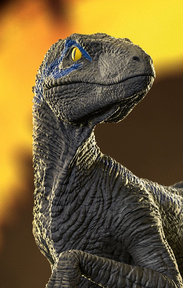 Jurassic World Icons Statue Velociraptor B Blue 7 cm