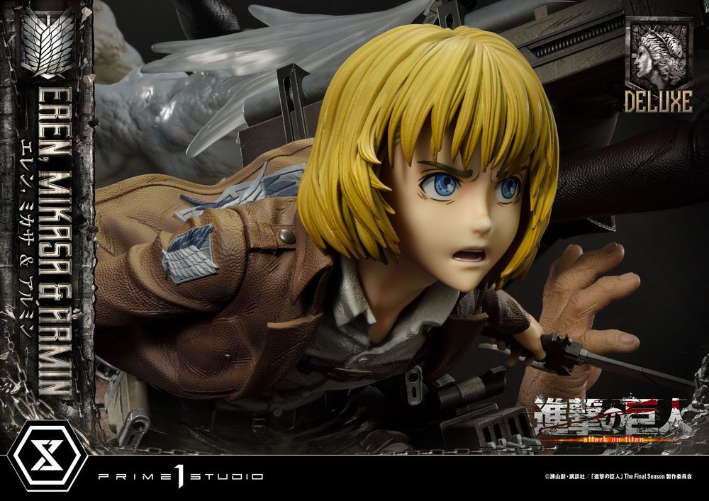 Attack on Titan Ultimate Premium Masterline Statue Eren, Mikasa, &amp; Armin Deluxe Bonus Version 72 cm