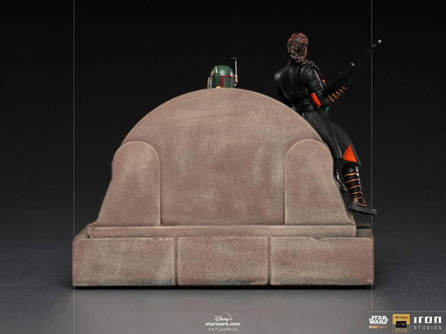 Star Wars The Mandalorian - Boba Fett & Fennec on Throne - Deluxe Art Scale Statue 23 cm