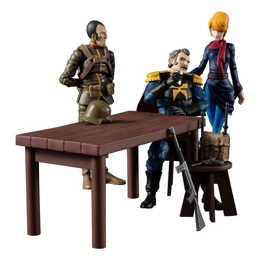 Mobile Suit Gundam G.M.G. Action Figures with Vehicle Principality of Zeon Team Ramba Ral Set 10 cm