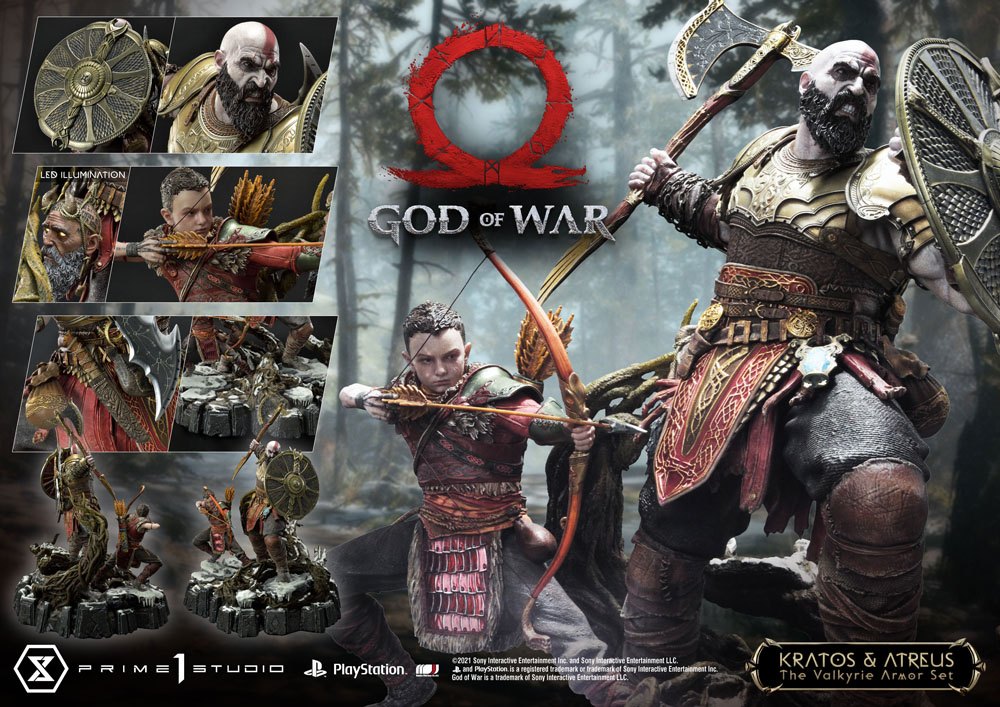 God of War Premium Masterline Series Statue Kratos and Atreus in the Valkyrie 72 cm